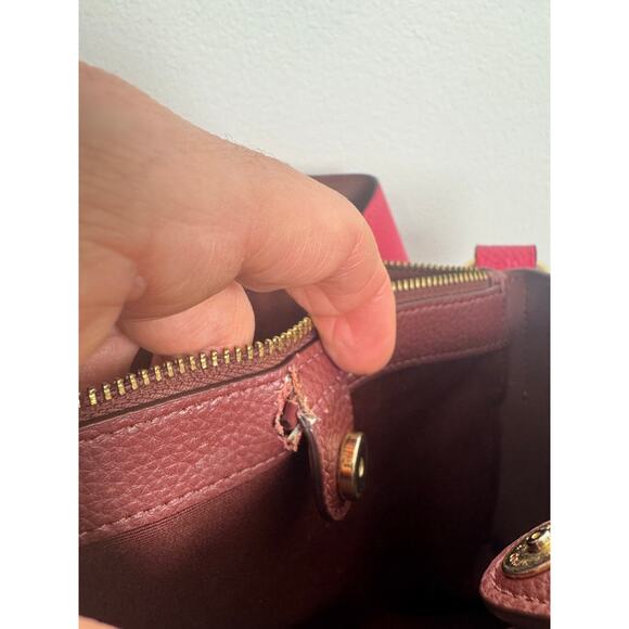 Coach Small Town Bucket Bag in Polished Pebble Leather, Hot Pink - Picture 12 of 13